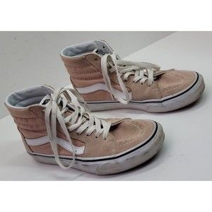 Cool Vans Skateboard High Top Pink Canvas Sneakers Shoes Mens 6.5 Womens 8 Hitop